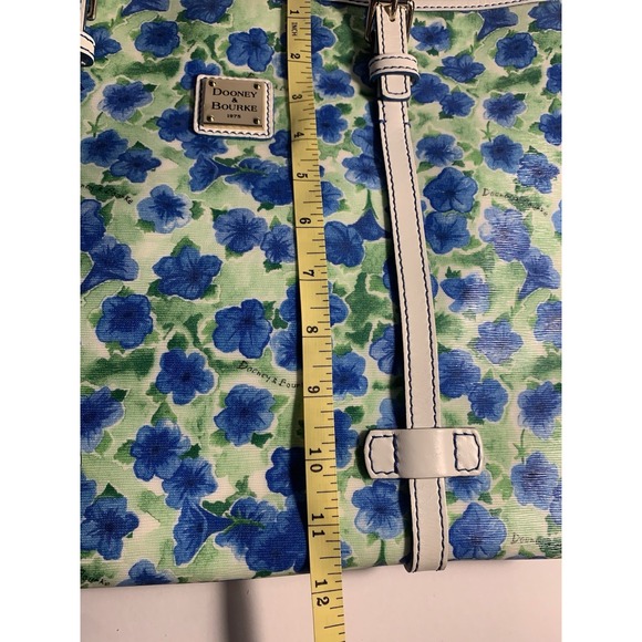 Dooney & Bourke Blue Floral Coated Canvas Tote Shoulder Bag White Trim - Picture 13 of 14
